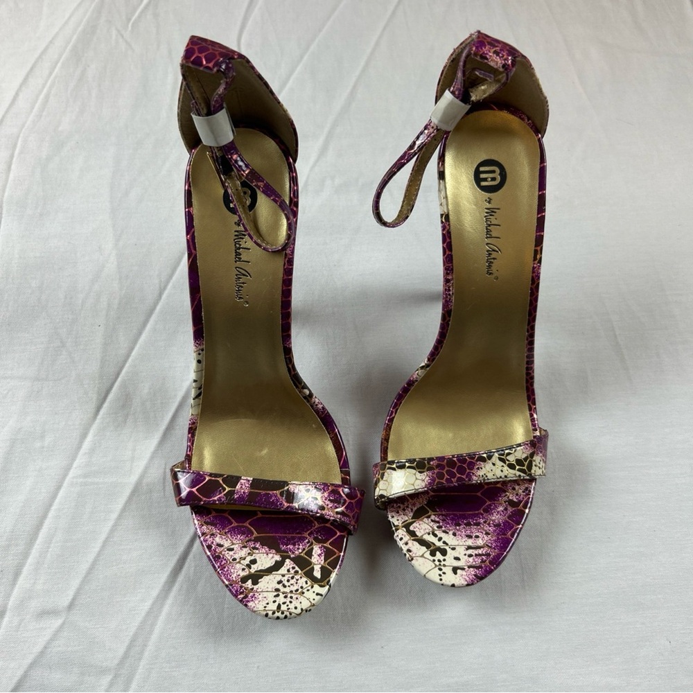 Michael Antonio Pink and Cream Snake Print Heels